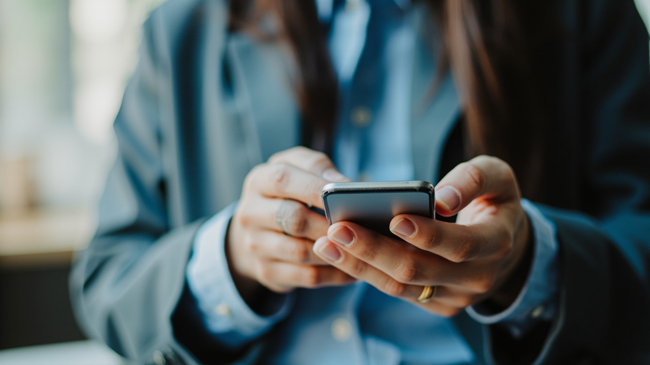 Person using smartphone for online loan application